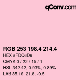 カラーコード: RGB 253 198.4 214.4 | qconv.com