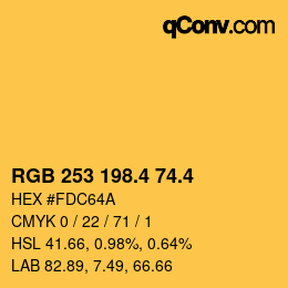 カラーコード: RGB 253 198.4 74.4 | qconv.com