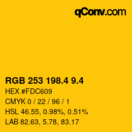 カラーコード: RGB 253 198.4 9.4 | qconv.com