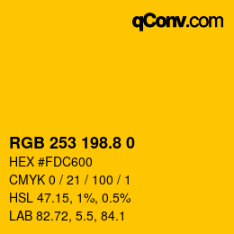カラーコード: RGB 253 198.8 0 | qconv.com
