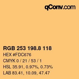 カラーコード: RGB 253 198.8 118 | qconv.com