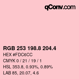 カラーコード: RGB 253 198.8 204.4 | qconv.com