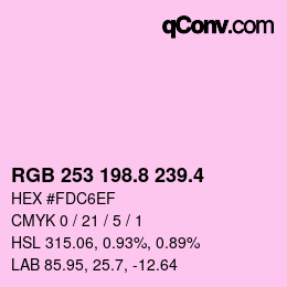 カラーコード: RGB 253 198.8 239.4 | qconv.com