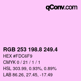カラーコード: RGB 253 198.8 249.4 | qconv.com