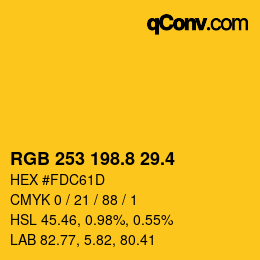 カラーコード: RGB 253 198.8 29.4 | qconv.com