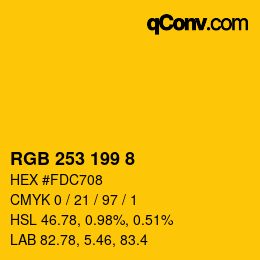 颜色代码: RGB 253 199 8 | qconv.com