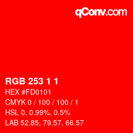 カラーコード: RGB 253 1 1 | qconv.com