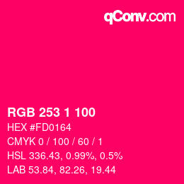 カラーコード: RGB 253 1 100 | qconv.com