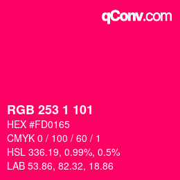 Color code: RGB 253 1 101 | qconv.com