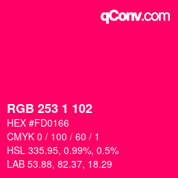 Color code: RGB 253 1 102 | qconv.com