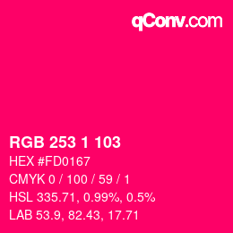 カラーコード: RGB 253 1 103 | qconv.com