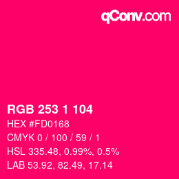 Color code: RGB 253 1 104 | qconv.com