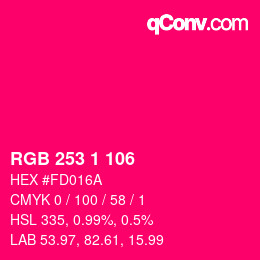カラーコード: RGB 253 1 106 | qconv.com