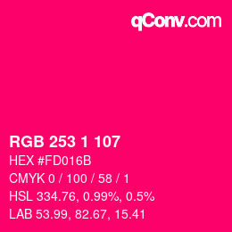 カラーコード: RGB 253 1 107 | qconv.com