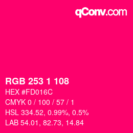 Color code: RGB 253 1 108 | qconv.com