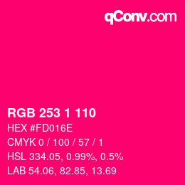 Color code: RGB 253 1 110 | qconv.com