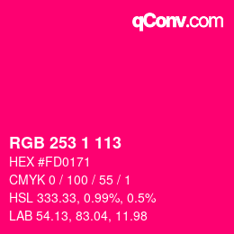 Color code: RGB 253 1 113 | qconv.com