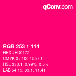 カラーコード: RGB 253 1 114 | qconv.com