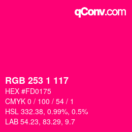 カラーコード: RGB 253 1 117 | qconv.com