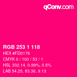 カラーコード: RGB 253 1 118 | qconv.com