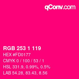 Color code: RGB 253 1 119 | qconv.com