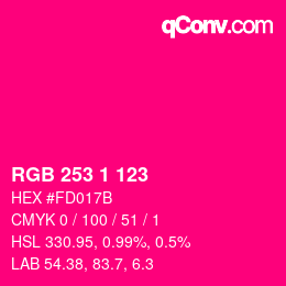 Color code: RGB 253 1 123 | qconv.com