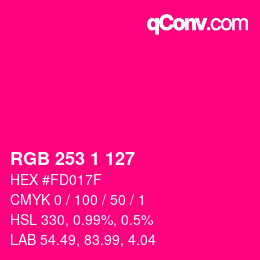 Color code: RGB 253 1 127 | qconv.com