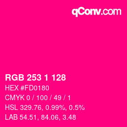 Color code: RGB 253 1 128 | qconv.com