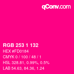 Color code: RGB 253 1 132 | qconv.com