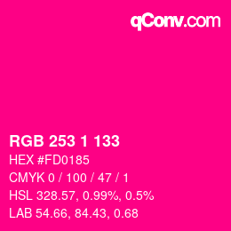 Color code: RGB 253 1 133 | qconv.com
