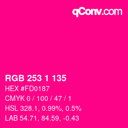 カラーコード: RGB 253 1 135 | qconv.com