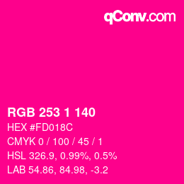 Color code: RGB 253 1 140 | qconv.com