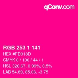 Color code: RGB 253 1 141 | qconv.com