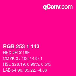 Color code: RGB 253 1 143 | qconv.com