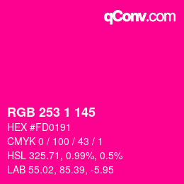 カラーコード: RGB 253 1 145 | qconv.com