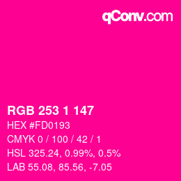 Color code: RGB 253 1 147 | qconv.com