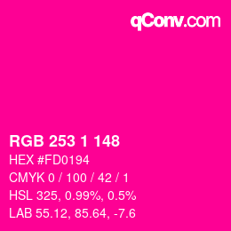 カラーコード: RGB 253 1 148 | qconv.com