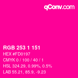 Farbcode: RGB 253 1 151 | qconv.com