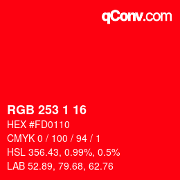 カラーコード: RGB 253 1 16 | qconv.com