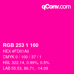 Farbcode: RGB 253 1 160 | qconv.com