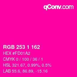 Código de color: RGB 253 1 162 | qconv.com