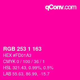 カラーコード: RGB 253 1 163 | qconv.com