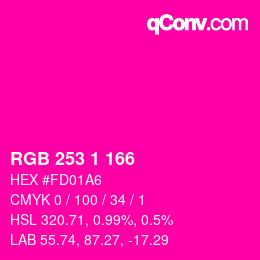 Color code: RGB 253 1 166 | qconv.com