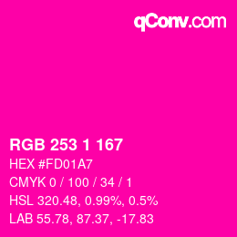 カラーコード: RGB 253 1 167 | qconv.com