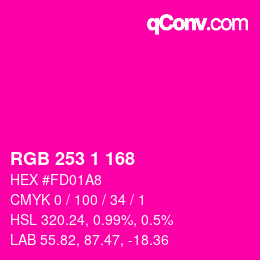 Color code: RGB 253 1 168 | qconv.com
