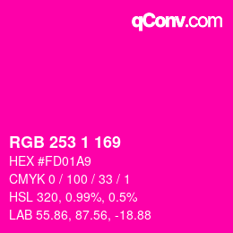Color code: RGB 253 1 169 | qconv.com