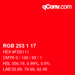 カラーコード: RGB 253 1 17 | qconv.com