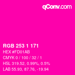 Color code: RGB 253 1 171 | qconv.com
