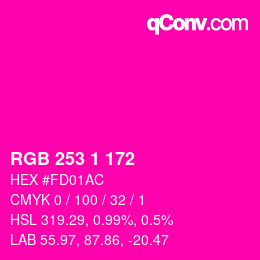 カラーコード: RGB 253 1 172 | qconv.com