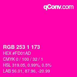 Color code: RGB 253 1 173 | qconv.com